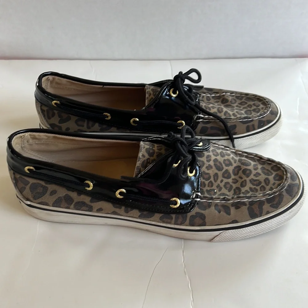 Sperry patent leather and animal print shoes. Size 9.5